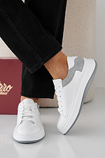 Women's spring-autumn white leather sneakers  2505398 photo №6