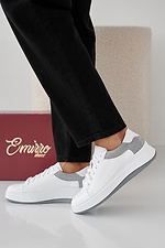 Women's spring-autumn white leather sneakers  2505398 photo №7
