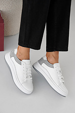 Women's spring-autumn white leather sneakers  2505398 photo №8