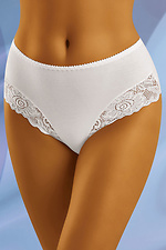 High waist white cotton panties with lace WOLBAR 4022398 photo №1