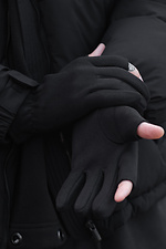 Men's Winter Touch Fingerless Gloves Double Without 8049398 photo №2