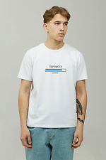 White basic T-shirt in cotton jersey with patriotic print GEN 9000399 photo №1