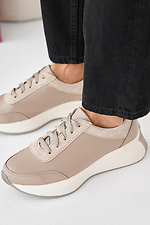 Women's leather sneakers spring-autumn latte  2505400 photo №8