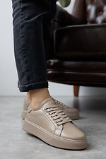 Beige women's sneakers made of genuine leather for every day  8019400 photo №7