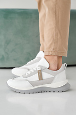 Damen-Sneakers aus weiem Leder fr Frhling und Herbst  2505401 Foto №3