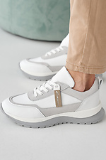 Damen-Sneakers aus weiem Leder fr Frhling und Herbst  2505401 Foto №8