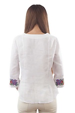 Белая льняная блуза вышиванка с баской и укороченными рукавами Cornett-VOL 2012402 фото №2