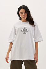 Übergroßes T-Shirt aus weißer Baumwolle mit patriotischem Aufdruck Garne 9000402 Foto №1