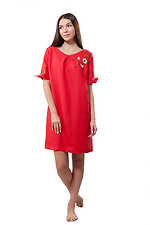 Women's linen dress with short sleeves and embroidery Cornett-VOL 2012403 photo №1