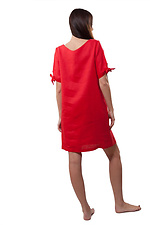 Damska lniana sukienka z krótkim rękawem i haftem Cornett-VOL 2012403 zdjęcie №4