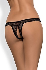 Low-rise black lace thong with intimate slit Obsessive 4025403 photo №2