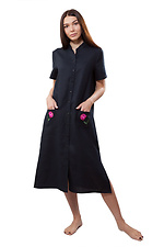 Women's linen dress with short sleeves and embroidered pockets Cornett-VOL 2012404 photo №1