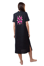 Women's linen dress with short sleeves and embroidered pockets Cornett-VOL 2012404 photo №2