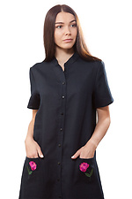 Women's linen dress with short sleeves and embroidered pockets Cornett-VOL 2012404 photo №3