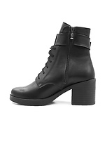 Высокие зимние ботинки кожаные черные с пряжкой и широким каблуком  4205404 фото №2