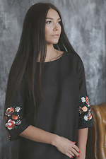 Women's linen dress with embroidery on wide sleeves Cornett-VOL 2012405 photo №5