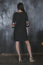 Women's linen dress with embroidery on wide sleeves Cornett-VOL 2012405 photo №6
