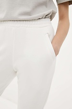 Бавовняні штани FIDAN білого кольору звуженого крою Garne 3037405 фото №4