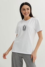 Weißes Basic-T-Shirt aus Baumwolljersey mit patriotischem Aufdruck Garne 9000405 Foto №1