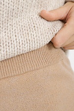 Beige slit knitted trousers in warm wool yarn  4038406 photo №4