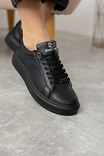 Black leather sneakers for autumn  8019407 photo №3