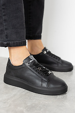 Black leather sneakers for autumn  8019407 photo №4