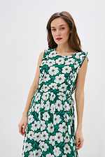 Зеленое штапельное платье RIHANNA с рюшами и отрезной юбкой Garne 3038408 фото №2