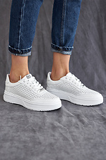 Women's summer sneakers in white perforated leather  8019408 photo №2