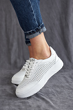 Women's summer sneakers in white perforated leather  8019408 photo №4