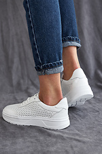 Women's summer sneakers in white perforated leather  8019408 photo №5