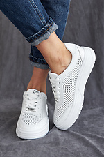 Women's summer sneakers in white perforated leather  8019408 photo №6