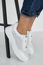 Women's summer sneakers in white perforated leather  8019408 photo №7