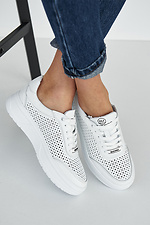 Жіночі літні кросівки із білої перфорованої шкіри.  8019408 фото №8