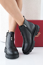 Schwarze Damen-Lederstiefel fr Frhling und Herbst  2505409 Foto №4