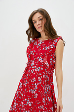 Красное штапельное платье RIHANNA с рюшами и отрезной юбкой Garne 3038409 фото №2