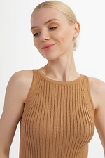 Knitted knitted dress with a brown slit  4038409 photo №4