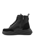 Wysokie czarne buty zimowe wykonane ze skóry naturalnej z zamszowymi wstawkami  4205409 zdjęcie №2