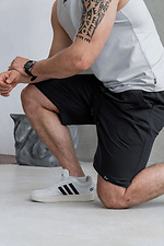 Men's plain casual knitted cotton shorts simple classic black Teamv 8034410 photo №8