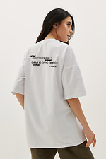 Біла бавовняна футболка оверсайз із патріотичним принтом з колекції "Виживуть ніжні... і переможуть!" Garne 9000410 фото №2