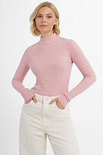 Pink knitted golf shirt in a braid pattern  4038411 photo №1
