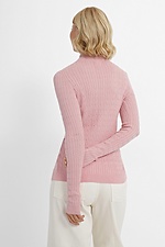 Pink knitted golf shirt in a braid pattern  4038411 photo №3