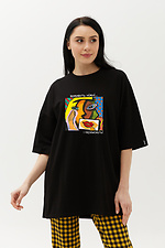 Oversized black cotton T-shirt with patriotic print from the Tender Will Survive...and Win! collection. Garne 9000411 photo №1