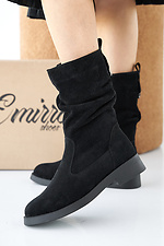Winterstiefel fr Damen aus schwarzem Wildleder  2505412 Foto №2