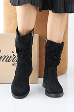 Winterstiefel fr Damen aus schwarzem Wildleder  2505412 Foto №3