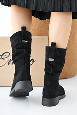 Winterstiefel fr Damen aus schwarzem Wildleder  2505412 Foto №5
