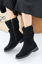 Winterstiefel fr Damen aus schwarzem Wildleder  2505412 Foto №6