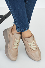 Бежевые массивные кроссовки для женщин из натуральной кожи на платформе  8019412 фото №8