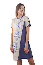 Damska lniana haftowana sukienka z krótkim rękawem Cornett-VOL 2012413 zdjęcie №2