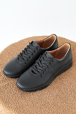 Women's spring-autumn black leather sneakers  2505413 photo №3