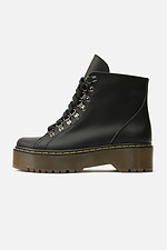 Black demi-season leather platform boots  4205413 photo №1